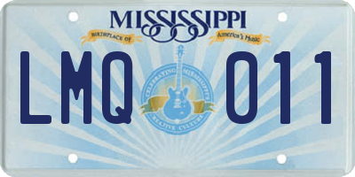 MS license plate LMQ011