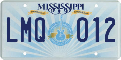 MS license plate LMQ012