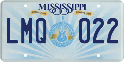 MS license plate LMQ022