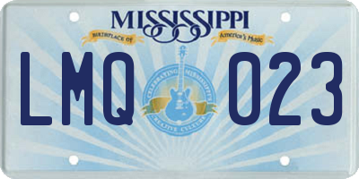 MS license plate LMQ023