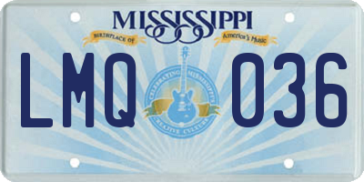 MS license plate LMQ036
