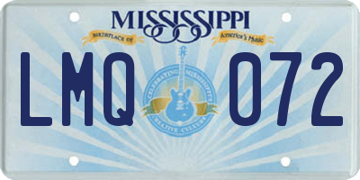 MS license plate LMQ072