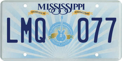 MS license plate LMQ077