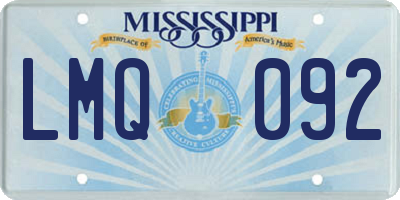 MS license plate LMQ092