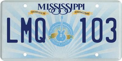 MS license plate LMQ103
