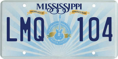 MS license plate LMQ104