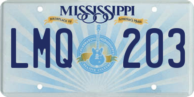 MS license plate LMQ203