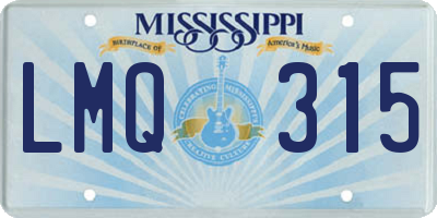 MS license plate LMQ315