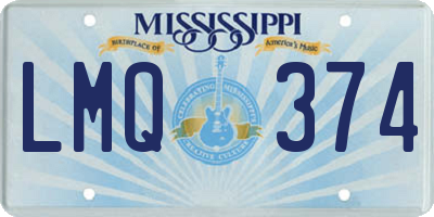 MS license plate LMQ374