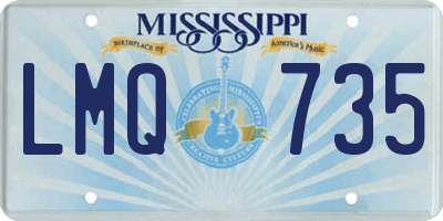 MS license plate LMQ735