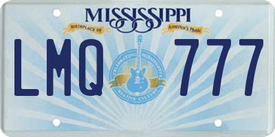 MS license plate LMQ777