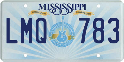MS license plate LMQ783