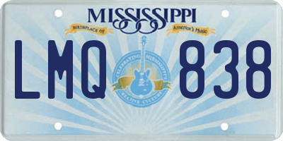 MS license plate LMQ838