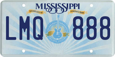 MS license plate LMQ888
