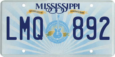 MS license plate LMQ892