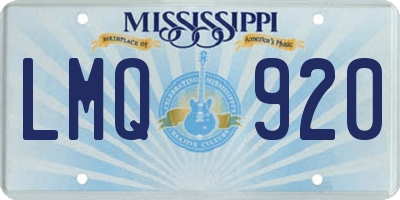 MS license plate LMQ920