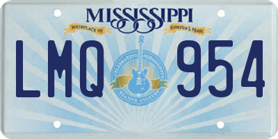 MS license plate LMQ954