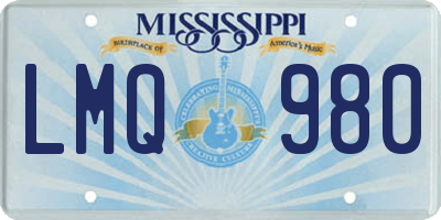 MS license plate LMQ980