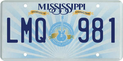 MS license plate LMQ981