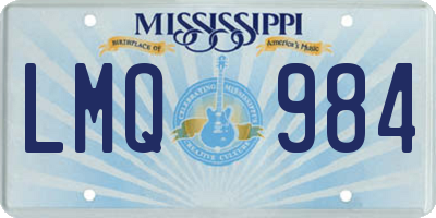 MS license plate LMQ984