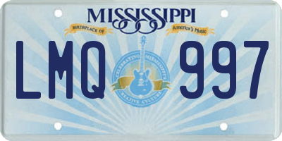 MS license plate LMQ997
