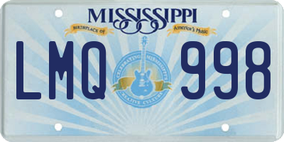 MS license plate LMQ998