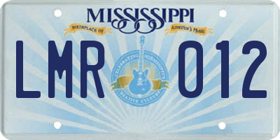 MS license plate LMR012