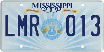 MS license plate LMR013