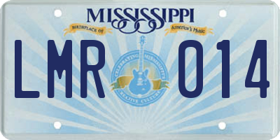 MS license plate LMR014