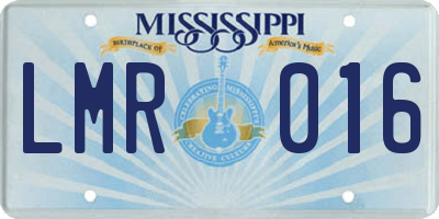 MS license plate LMR016
