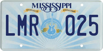 MS license plate LMR025