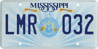 MS license plate LMR032