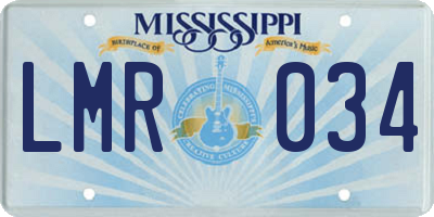 MS license plate LMR034