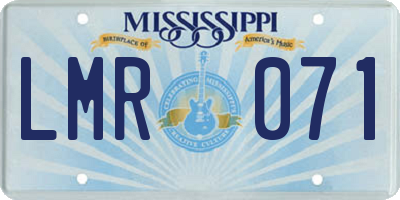 MS license plate LMR071