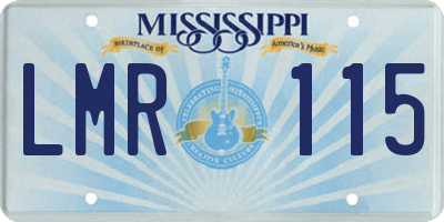 MS license plate LMR115