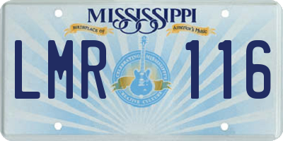 MS license plate LMR116