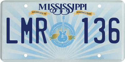 MS license plate LMR136