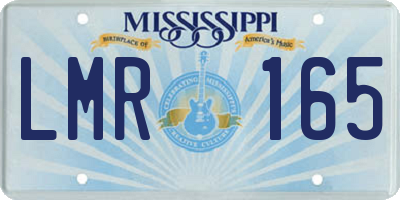 MS license plate LMR165