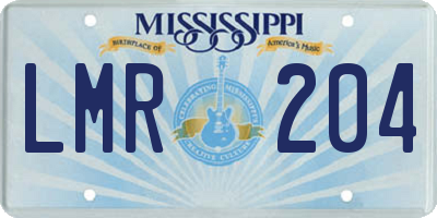 MS license plate LMR204