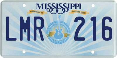 MS license plate LMR216