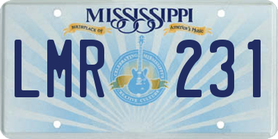 MS license plate LMR231