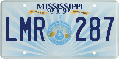 MS license plate LMR287