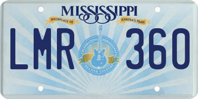 MS license plate LMR360