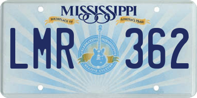 MS license plate LMR362