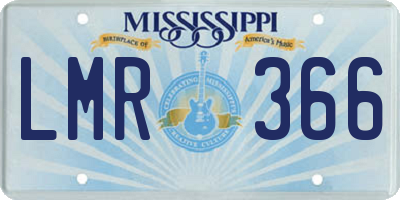 MS license plate LMR366