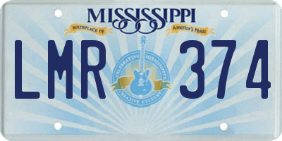 MS license plate LMR374