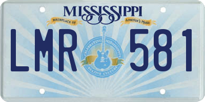 MS license plate LMR581