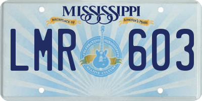 MS license plate LMR603