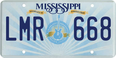 MS license plate LMR668