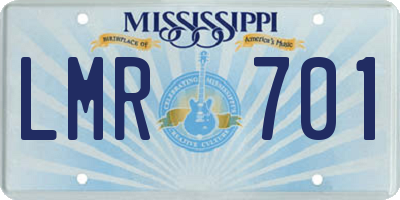MS license plate LMR701